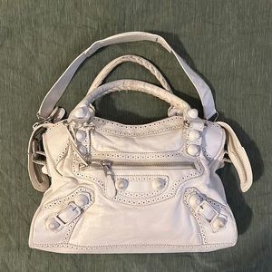 Balenciaga Classic City Motorcycle Bag Oxford Brogues in White